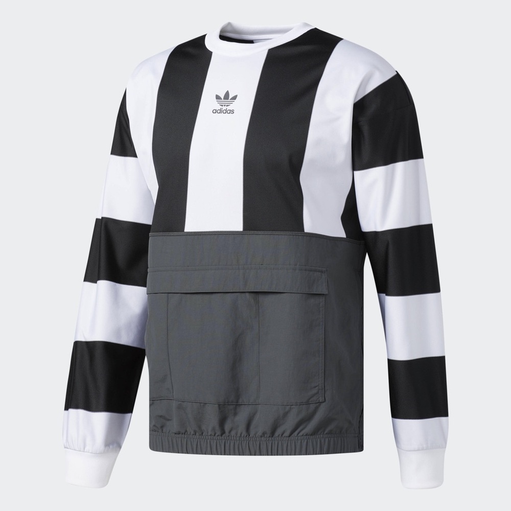 NWT Adidas Utility Crew, Black/White Stripe - Picture 2 of 5